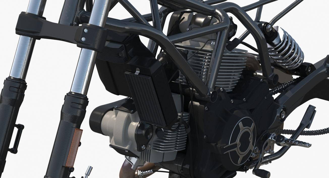 Motorcycle Engine and Frame 3D