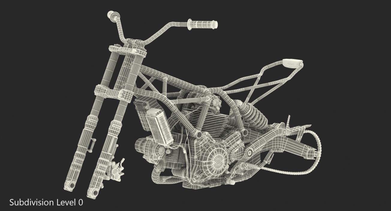 Motorcycle Engine and Frame 3D