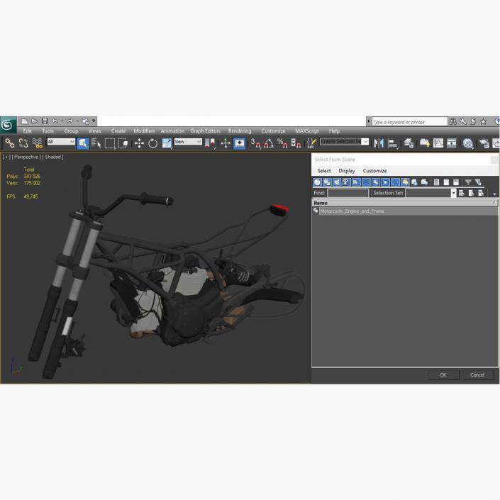 Motorcycle Engine and Frame 3D