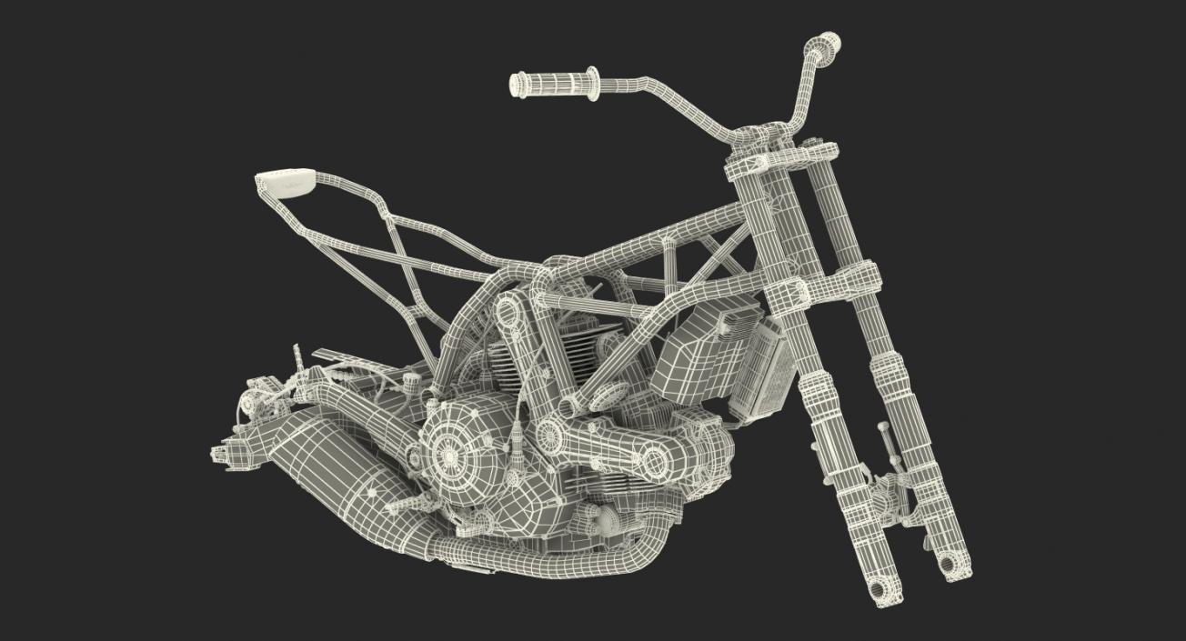 Motorcycle Engine and Frame 3D