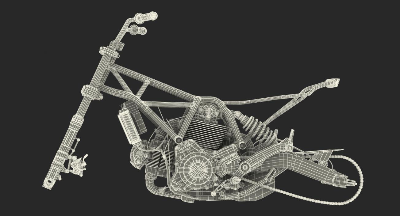 Motorcycle Engine and Frame 3D