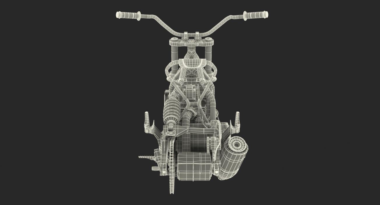 Motorcycle Engine and Frame 3D