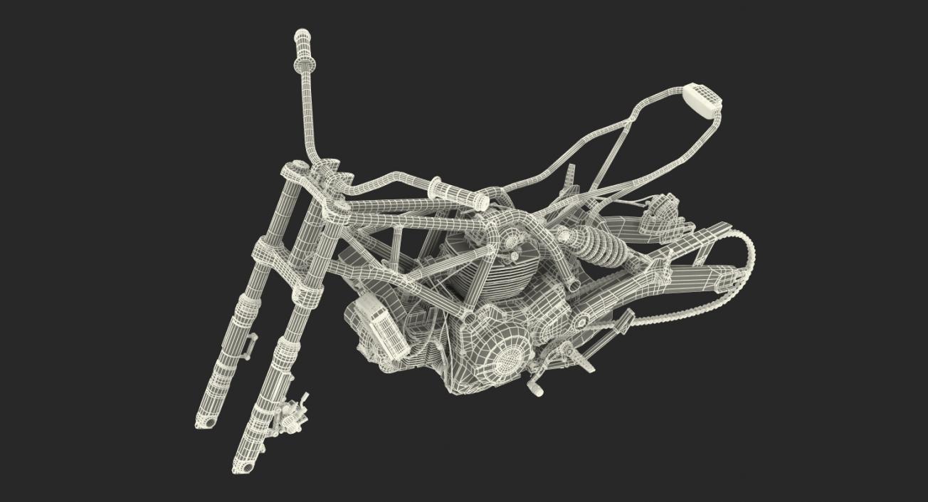 Motorcycle Engine and Frame 3D