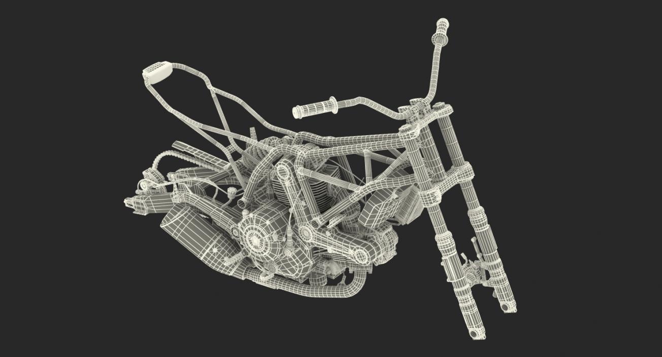 Motorcycle Engine and Frame 3D