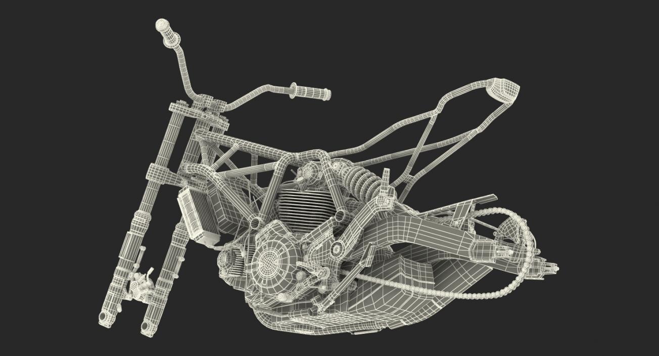 Motorcycle Engine and Frame 3D