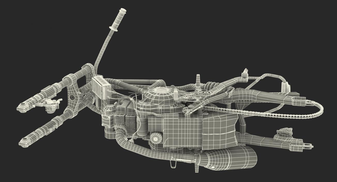 Motorcycle Engine and Frame 3D