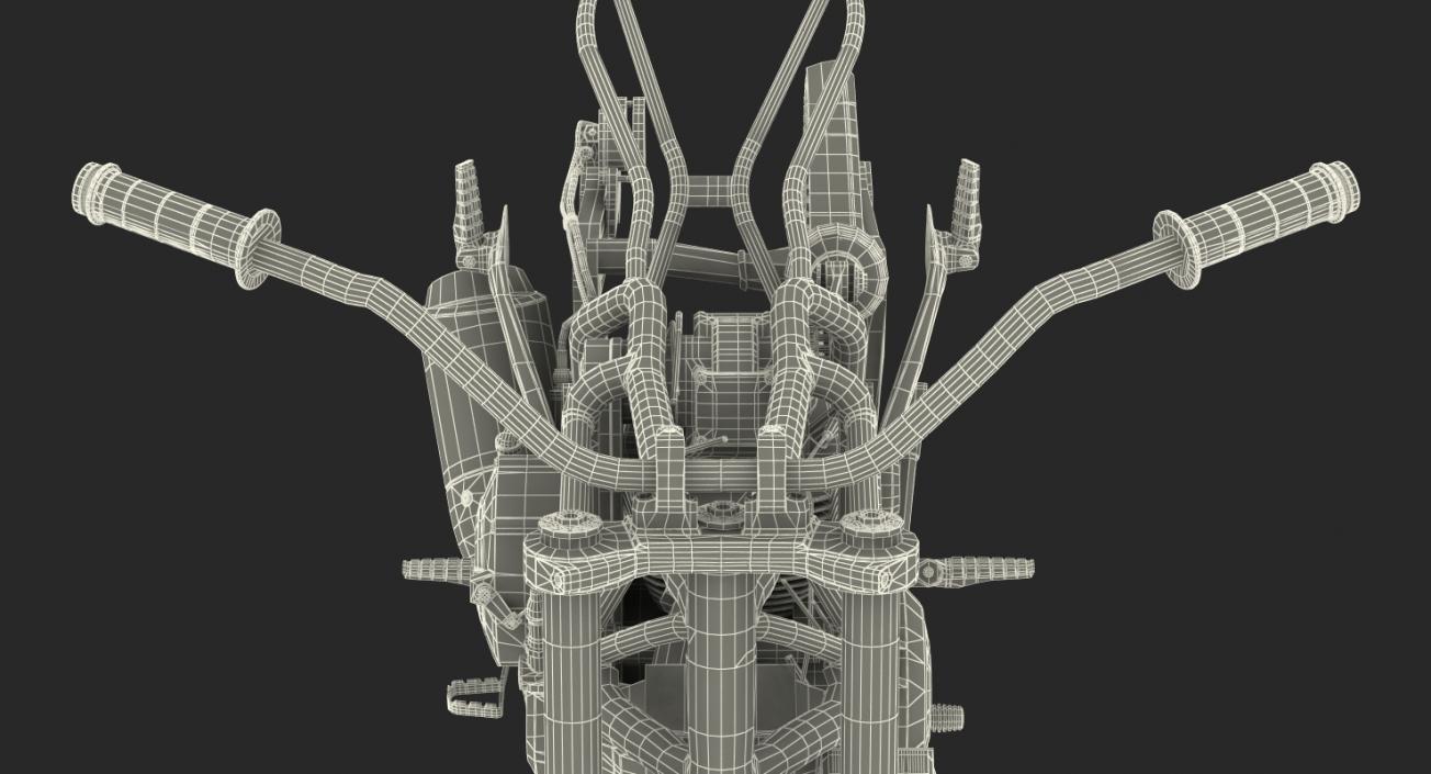 Motorcycle Engine and Frame 3D