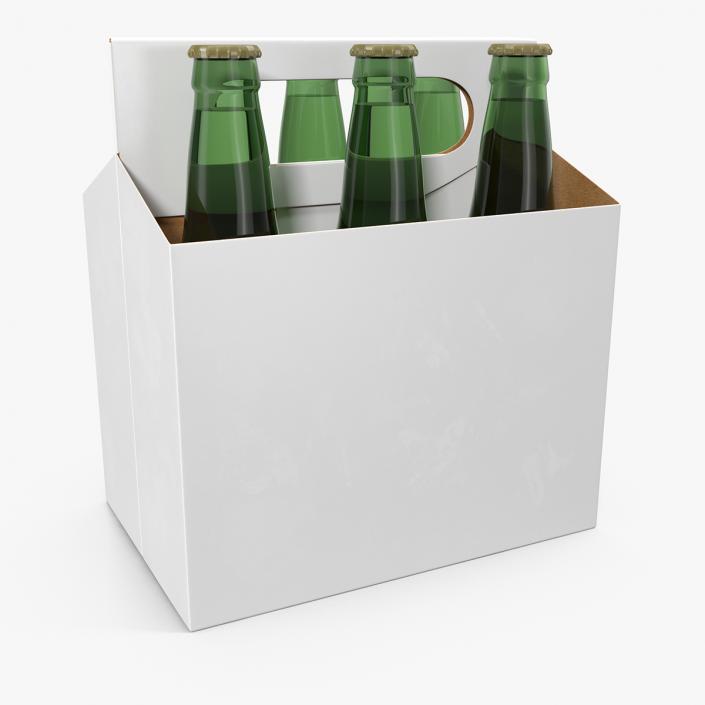 6 Pack Bottle Holder White with Bottles 3D model