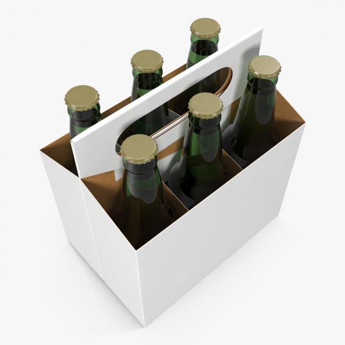 6 Pack Bottle Holder White with Bottles 3D model