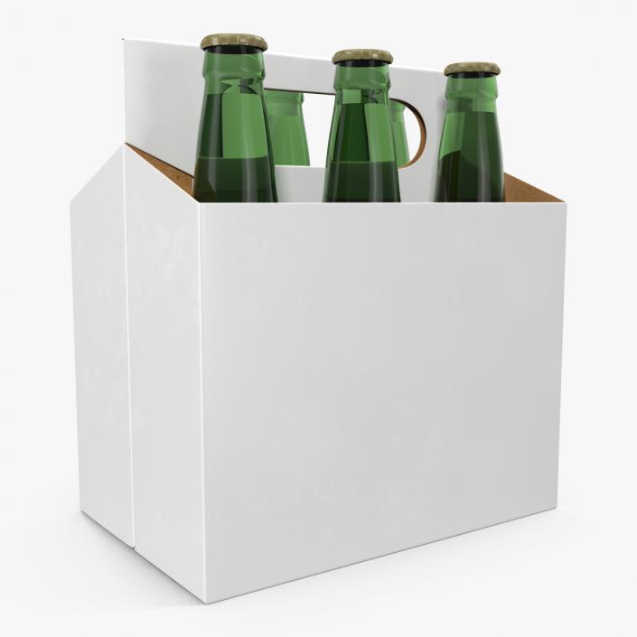 6 Pack Bottle Holder White with Bottles 3D model