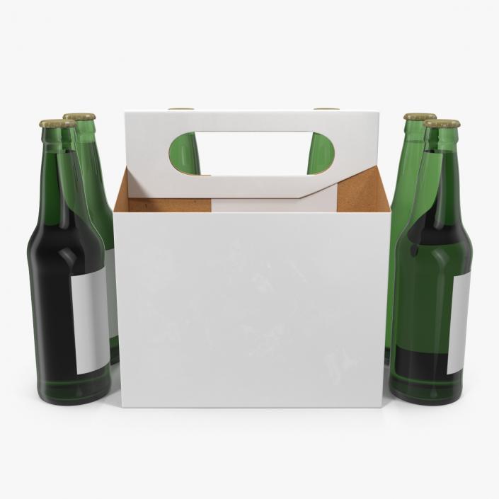 6 Pack Bottle Holder White with Bottles 3D model