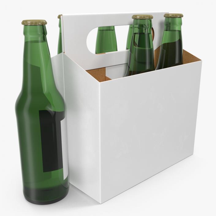 6 Pack Bottle Holder White with Bottles 3D model