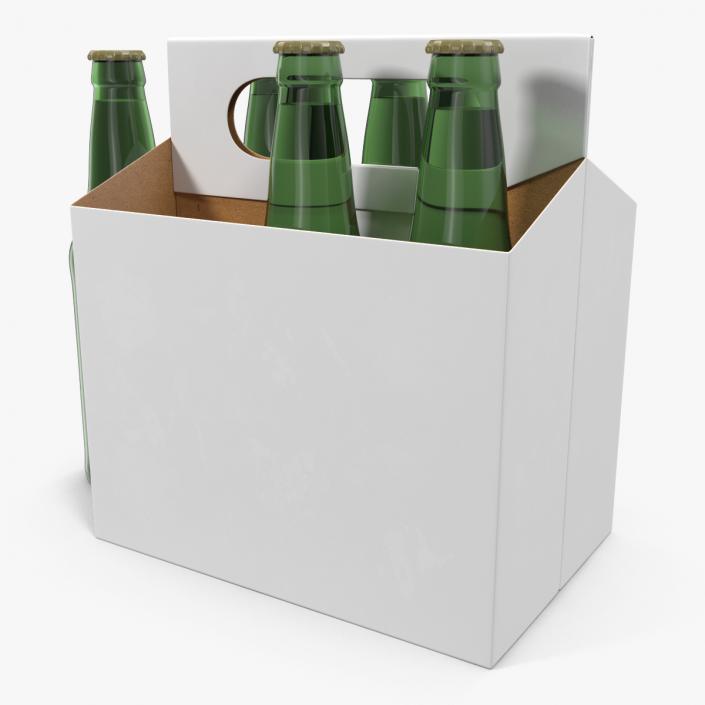 6 Pack Bottle Holder White with Bottles 3D model