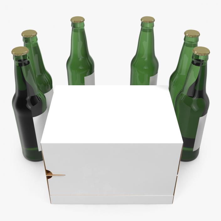 6 Pack Bottle Holder White with Bottles 3D model