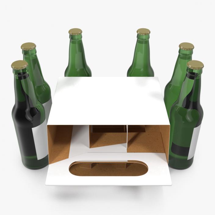 6 Pack Bottle Holder White with Bottles 3D model