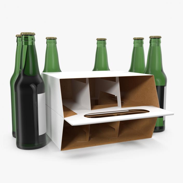 6 Pack Bottle Holder White with Bottles 3D model