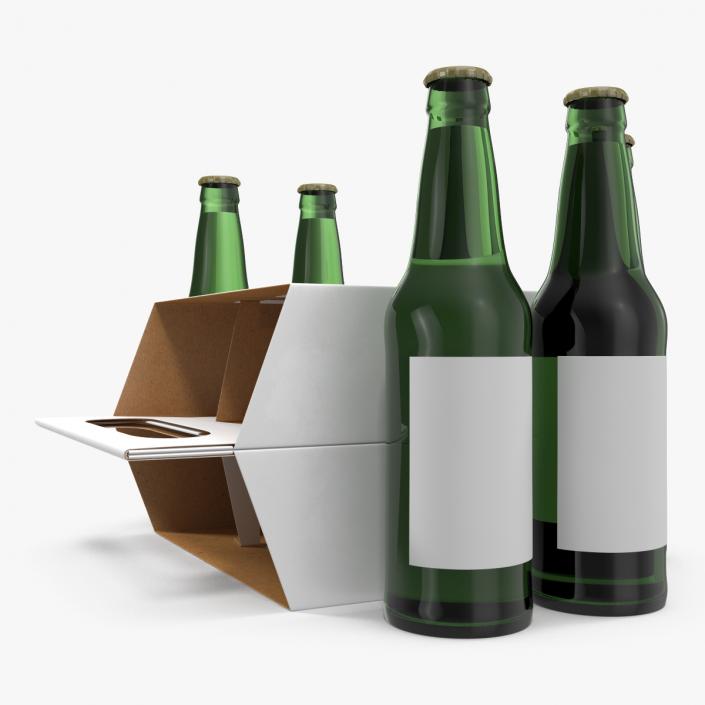 6 Pack Bottle Holder White with Bottles 3D model