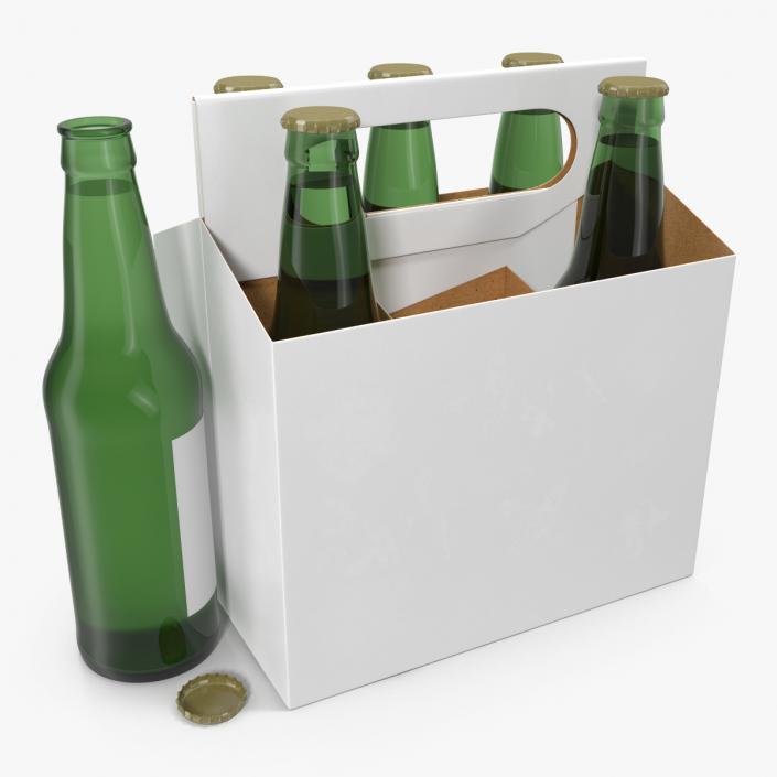 6 Pack Bottle Holder White with Bottles 3D model