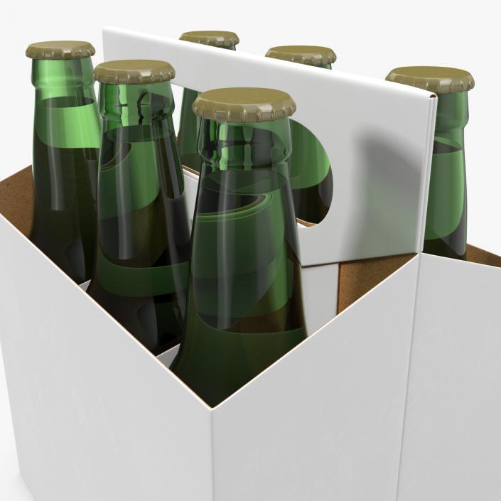 6 Pack Bottle Holder White with Bottles 3D model