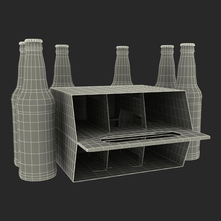 6 Pack Bottle Holder White with Bottles 3D model