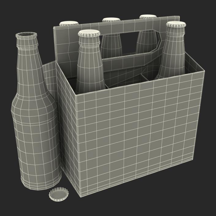 6 Pack Bottle Holder White with Bottles 3D model