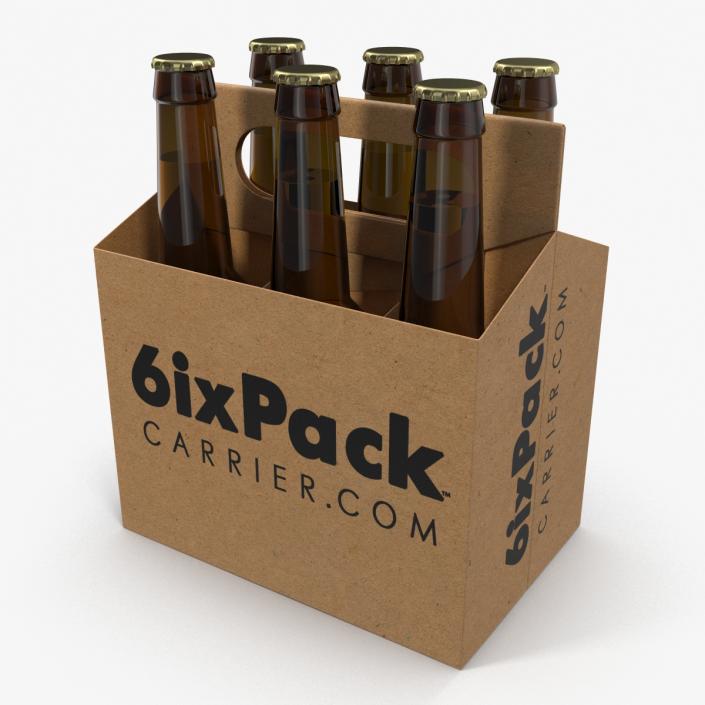 3D 6 Pack Bottle Holder with Bottles model