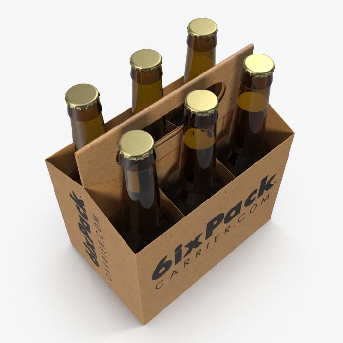 3D 6 Pack Bottle Holder with Bottles model