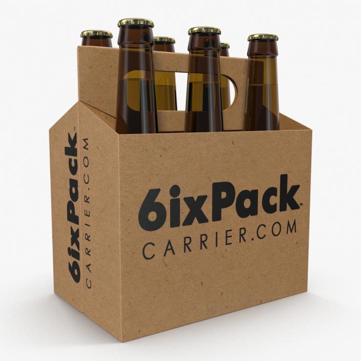 3D 6 Pack Bottle Holder with Bottles model