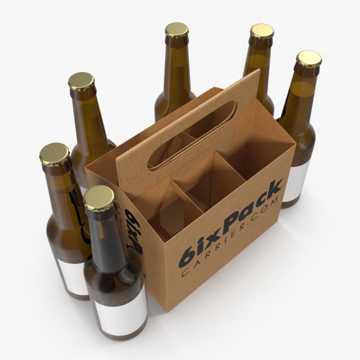 3D 6 Pack Bottle Holder with Bottles model