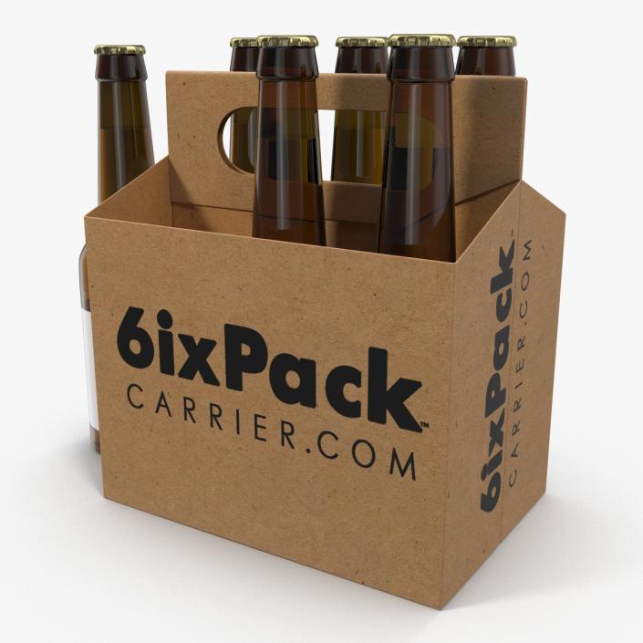 3D 6 Pack Bottle Holder with Bottles model