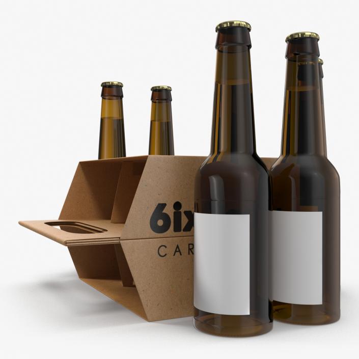 3D 6 Pack Bottle Holder with Bottles model