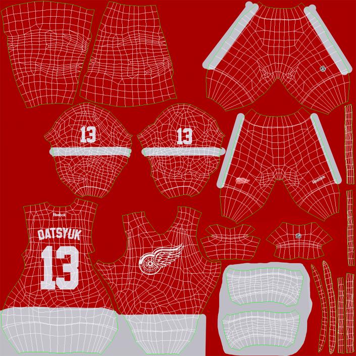 3D Hockey Player Detroit Red Wings