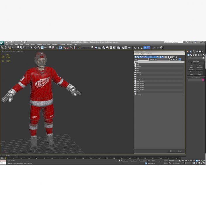 3D Hockey Player Detroit Red Wings