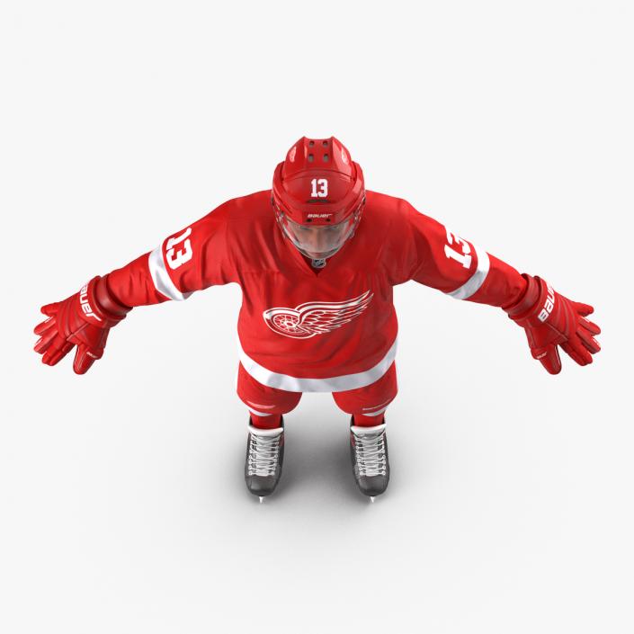 3D Hockey Player Detroit Red Wings Rigged model