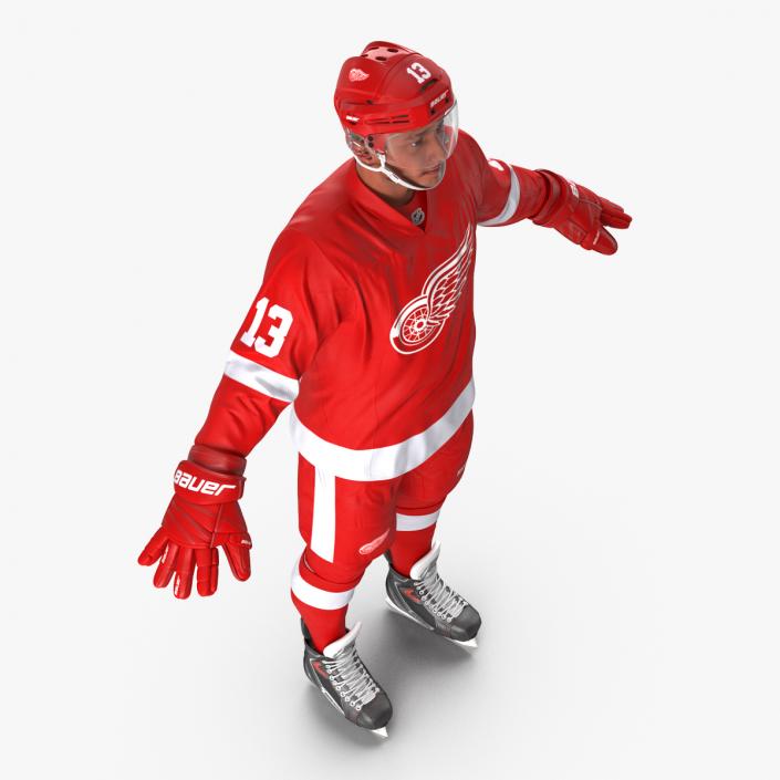 3D Hockey Player Detroit Red Wings Rigged model