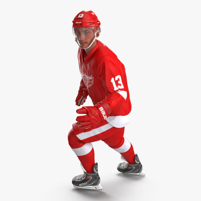 3D Hockey Player Detroit Red Wings Rigged model