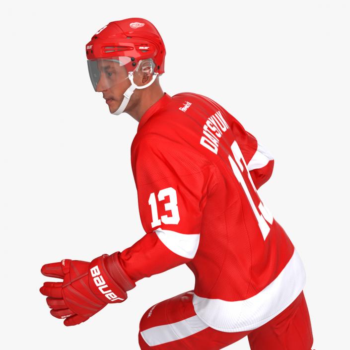 3D Hockey Player Detroit Red Wings Rigged model