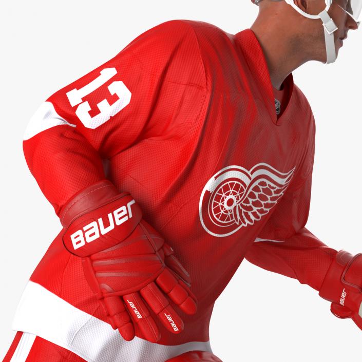 3D Hockey Player Detroit Red Wings Rigged model