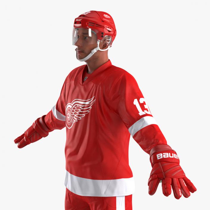 3D Hockey Player Detroit Red Wings Rigged model