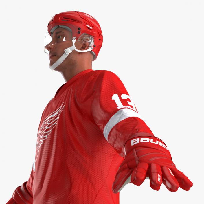 3D Hockey Player Detroit Red Wings Rigged model