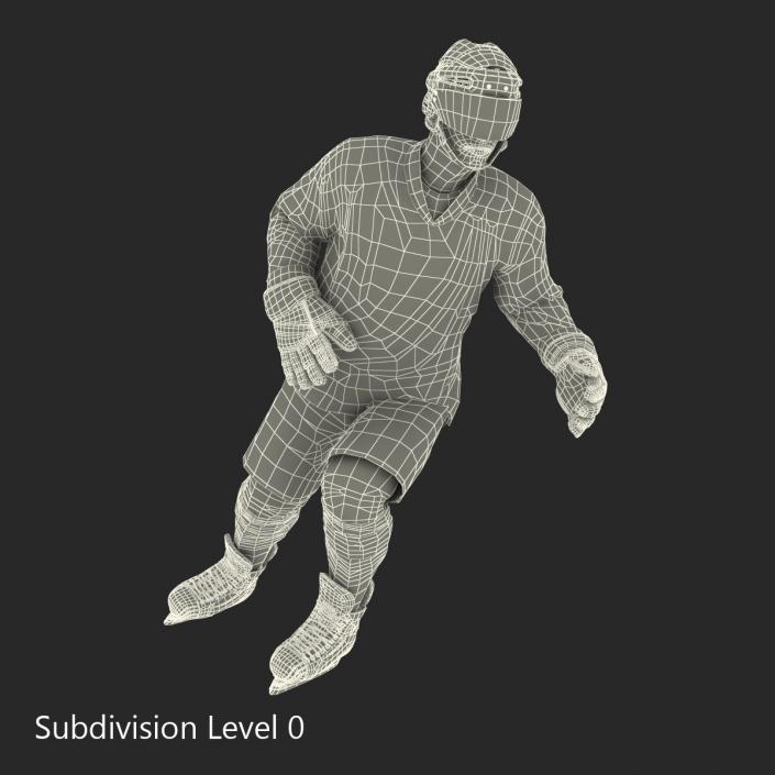 3D Hockey Player Detroit Red Wings Rigged model