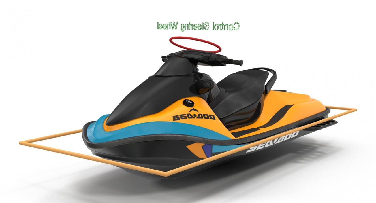 Jet Ski Sea-Doo 2 Rigged 3D model