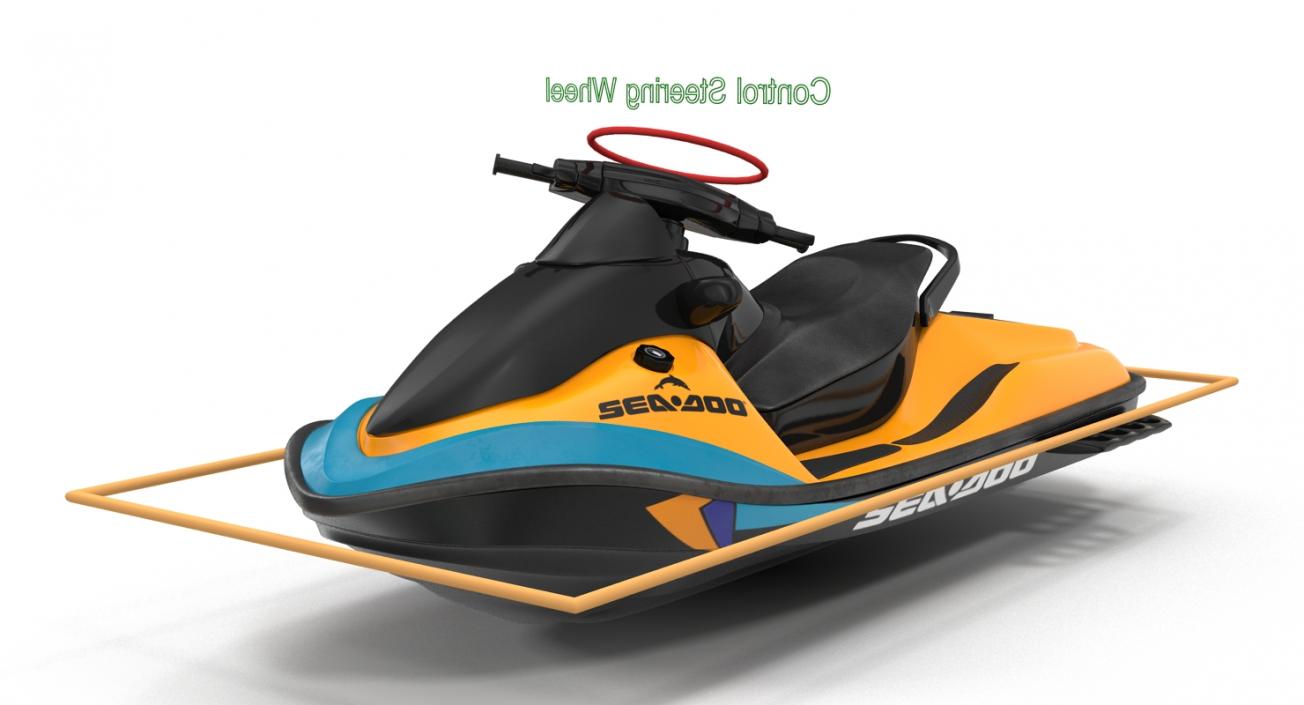 Jet Ski Sea-Doo 2 Rigged 3D model