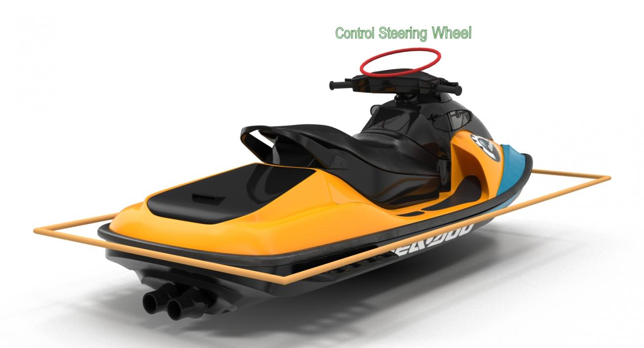 Jet Ski Sea-Doo 2 Rigged 3D model