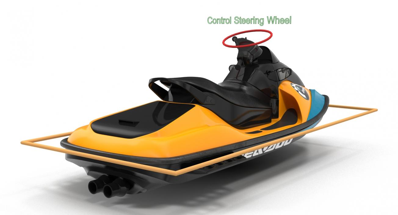 Jet Ski Sea-Doo 2 Rigged 3D model