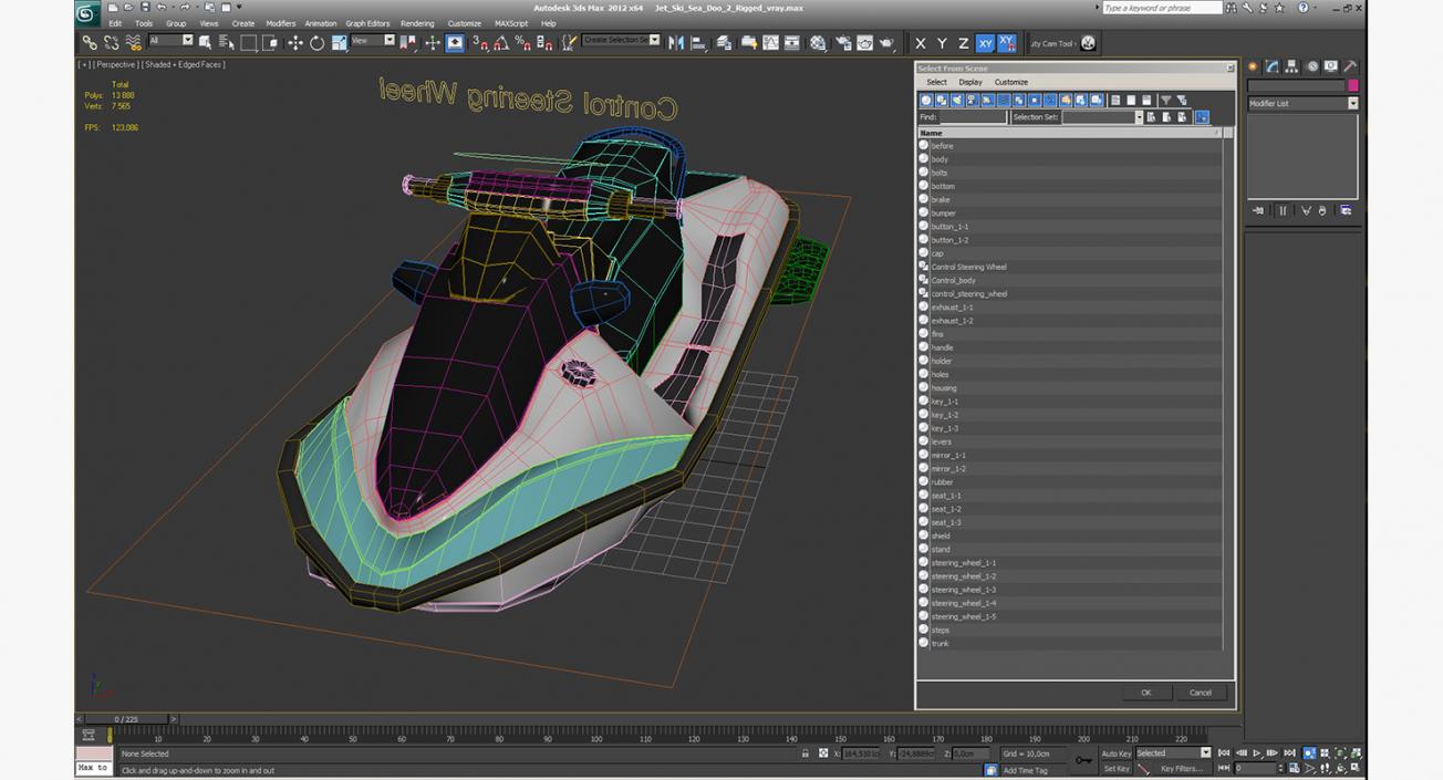 Jet Ski Sea-Doo 2 Rigged 3D model