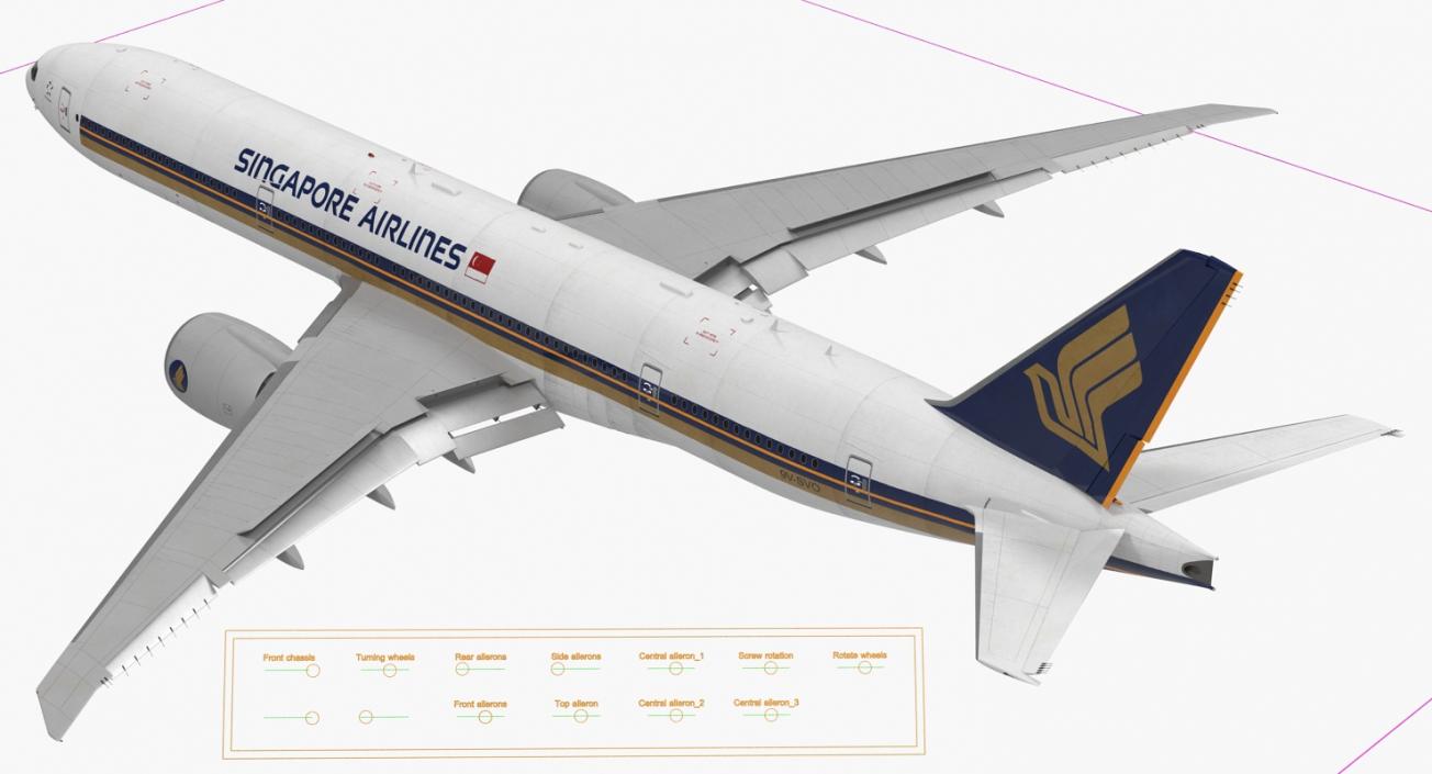 Boeing 777-8x Singapore Airlines Rigged 3D model