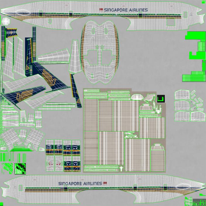 Boeing 777-8x Singapore Airlines Rigged 3D model