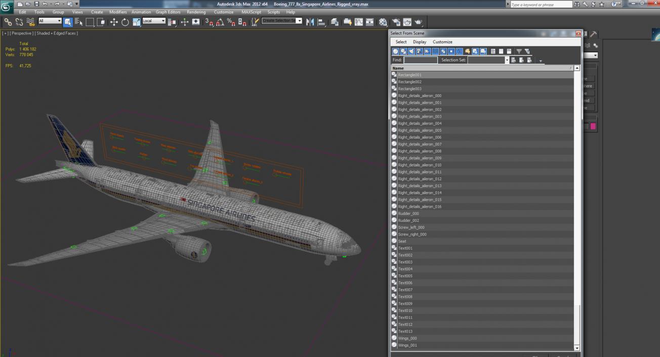 Boeing 777-8x Singapore Airlines Rigged 3D model