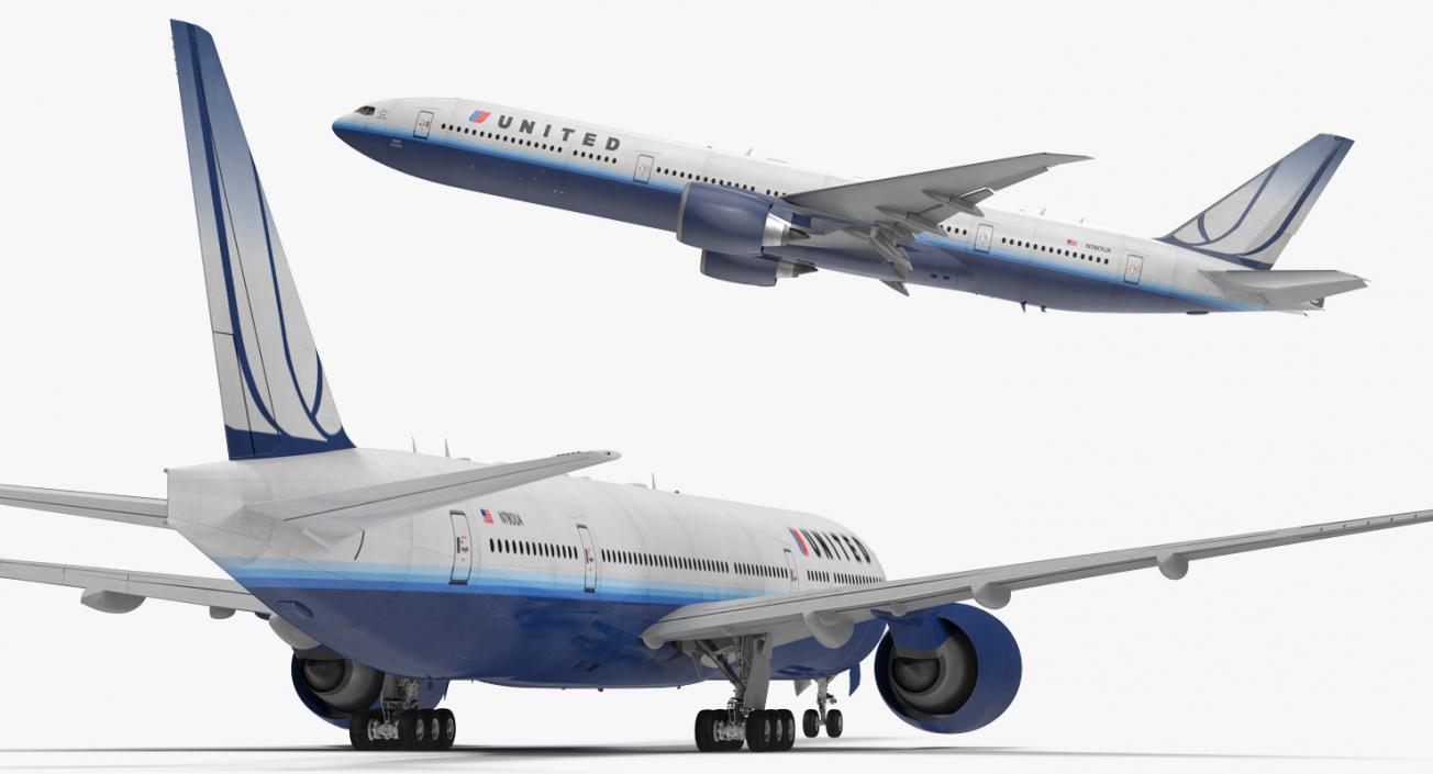 3D Boeing 777-8x United Airlines Rigged